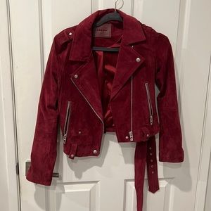 Maroon Suede Jacket - Moto Style
